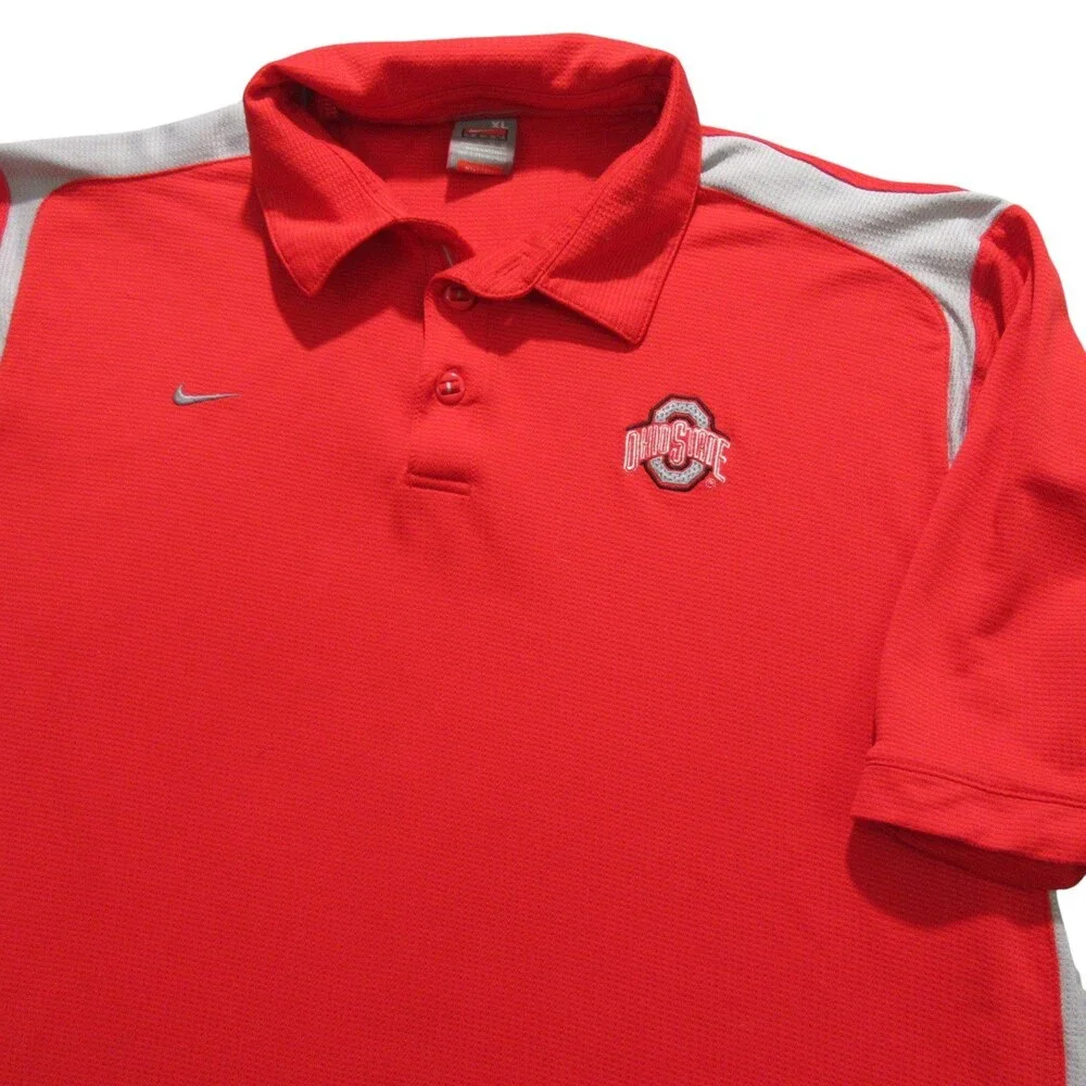 Nike Mens Polo‎ Shirt Oklahoma State XL Red Stretch 100% Polyester Logo